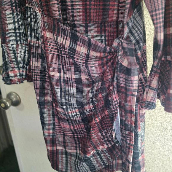 Cato Woman's Faux Wrap Long Bell Sleeved Dress - Picture 4 of 7